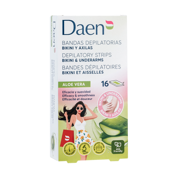 DAEN DEPILAT.BANDAS BIKINI Y AXILAS ALOEVERA C/ 16 UDS